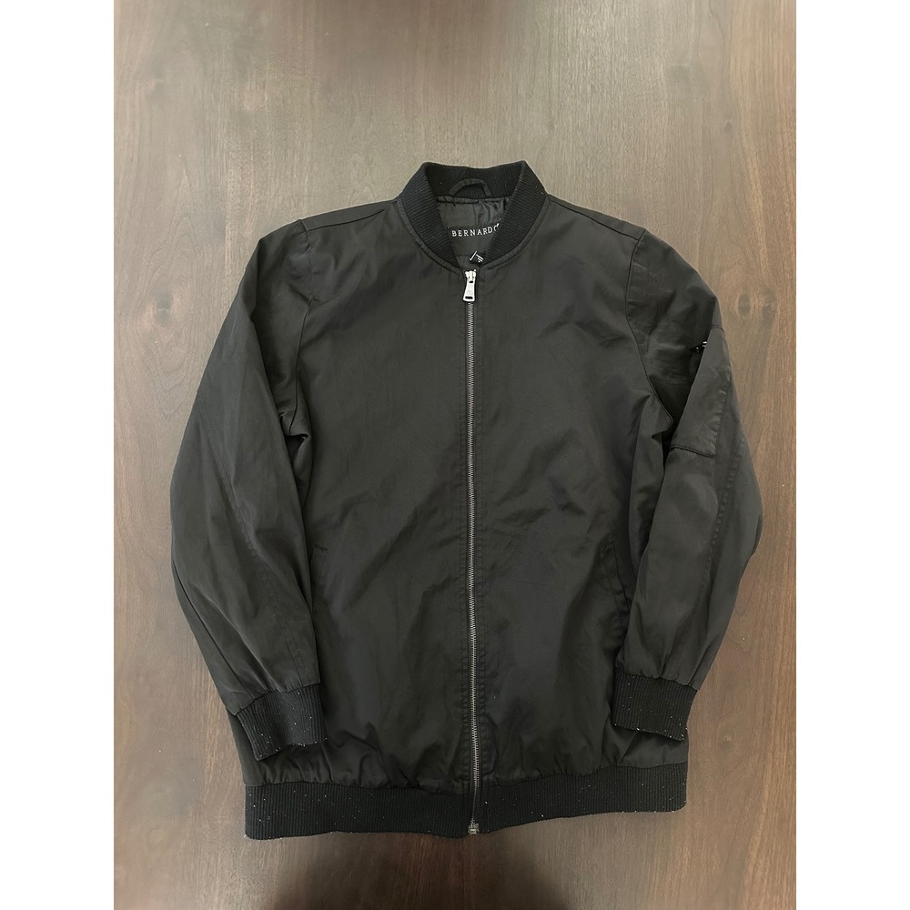 Bernardo Mens Black Full Zip Bomber Jacket Utility Sleeve Pocket Size M